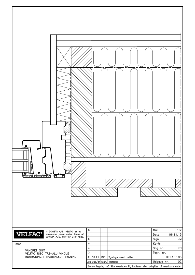 DET18103, indbygningstegning, træbeklædt